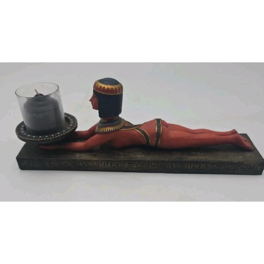 Ancient Egyptian Woman Goddess Votive Candle Holder Resin 1999 Veranus Boho